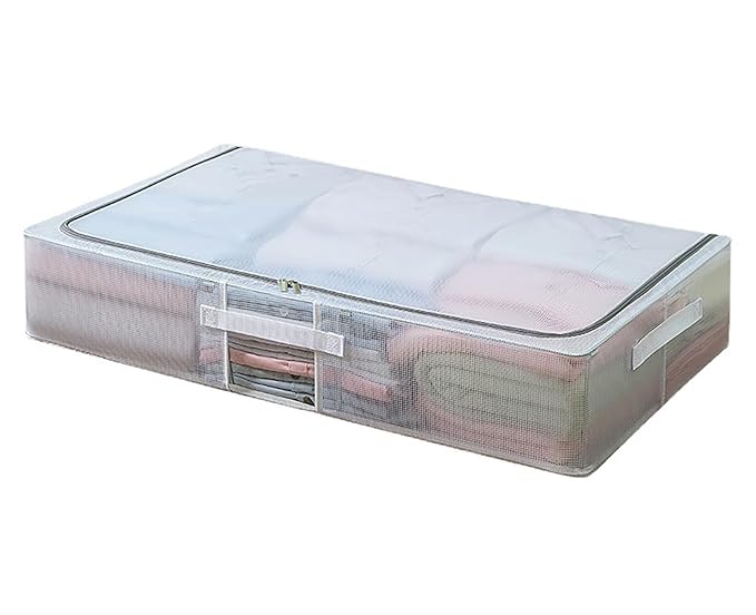 Transparent Under-bed Clothes Storage Bag Organizer with Folding and Dustproof