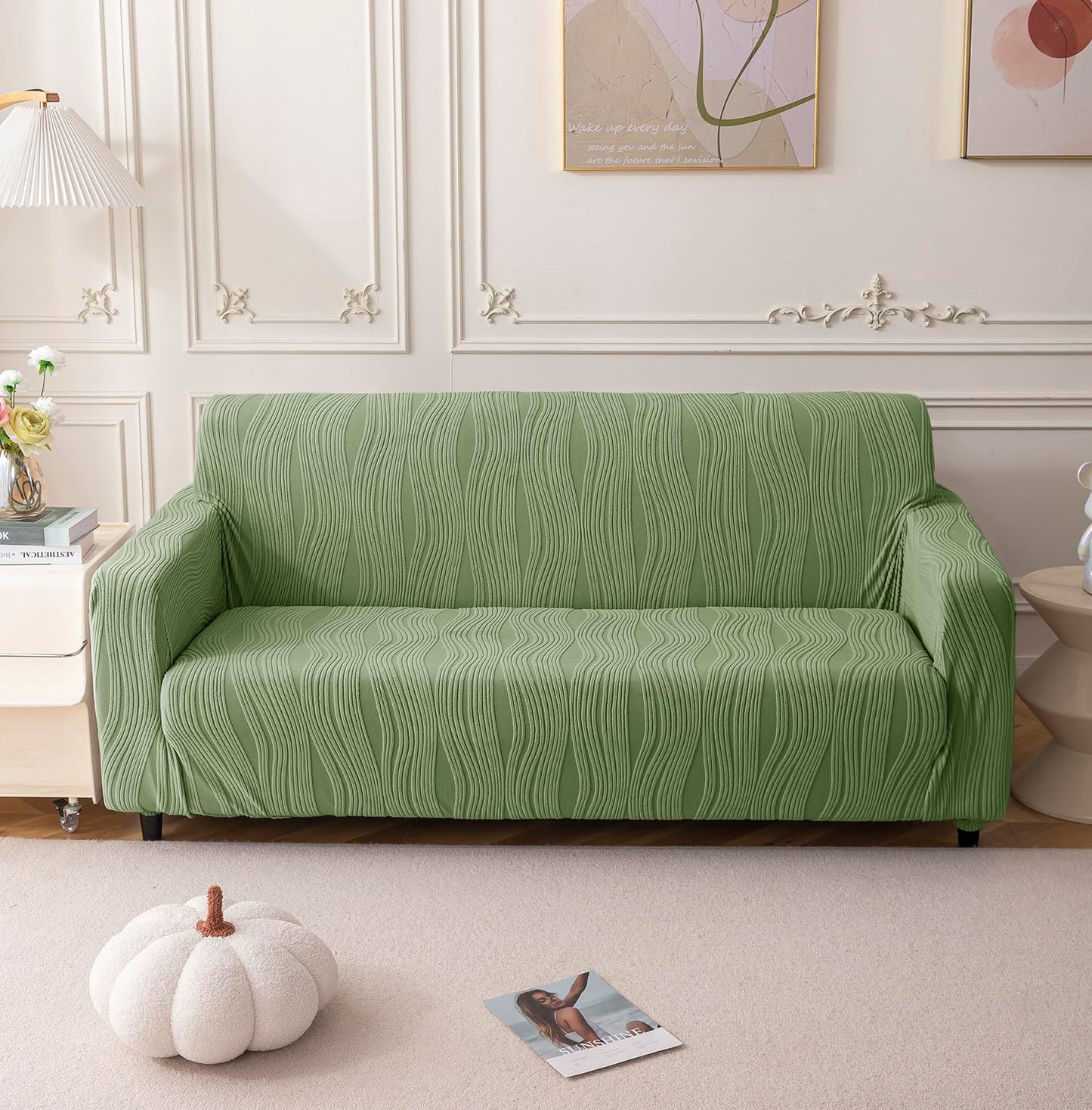 Universal Jacquard Crizzle Pattern Fabric Sofa Cover (Green)