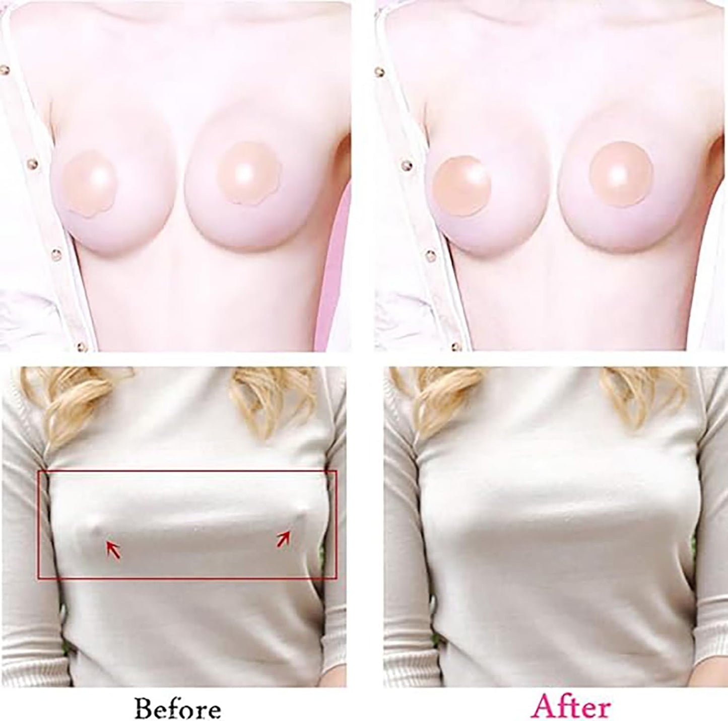 1-pairs Silicone Reusable Nippleless Nipple Cover for Women - Beige