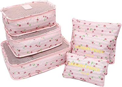 Travel Storage Printed Clothes Packing Cubes bags (6 Pcs/1 Set)