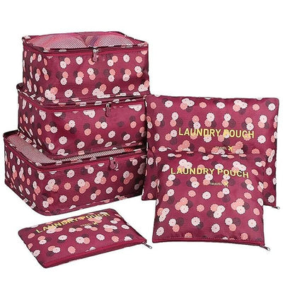 Travel Storage Printed Clothes Packing Cubes bags (6 Pcs/1 Set)