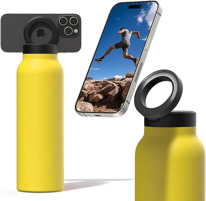 Insulated Magnetic Water Bottle Phone Holder-Stainless Steel (710ml)