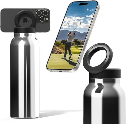 Insulated Magnetic Water Bottle Phone Holder-Stainless Steel (710ml)