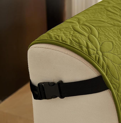 Quilted Polyester Sofa Cover Mat Furniture Protector (Green)