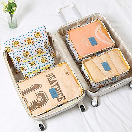 Travel Storage Printed Clothes Packing Cubes bags (6 Pcs/1 Set)