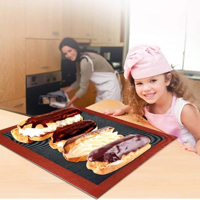 Silicone Baking Mat Non-Stick, Set of 2 Half Sheet Heat Resistant ((15.7" x 11.8" Black))