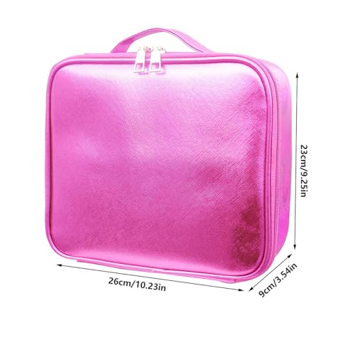 Makeup Cosmetic Storage Case with Adjustable Compartment (Shimmer Pink)