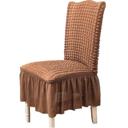 Turkish Bubble Frill Chair Cover (Light Brown)