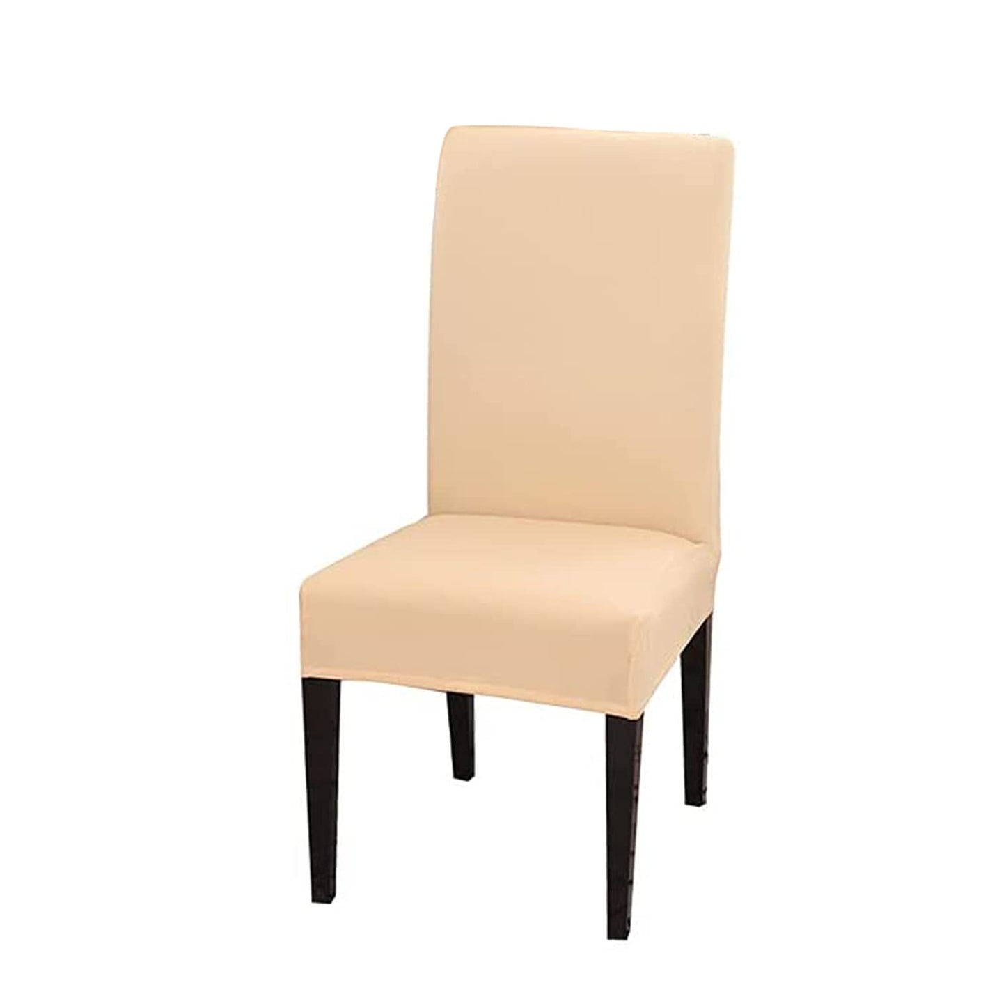 Polyester Spandex Plain Chair Cover Stretch Removable Washable Slipcover (Cream)