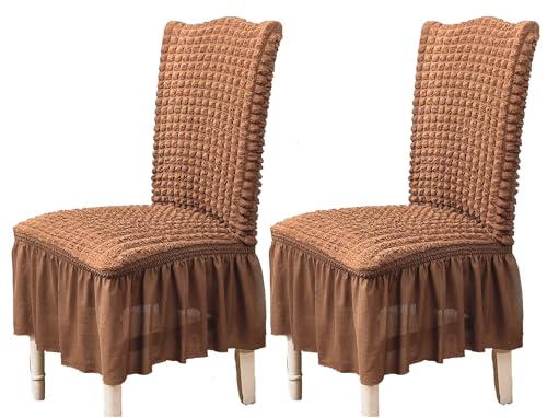 Turkish Bubble Frill Chair Cover (Light Brown)