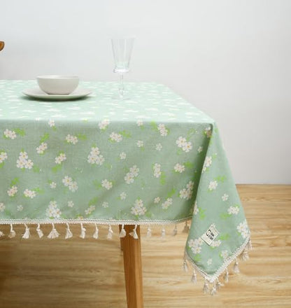 Rectangle Printed Tablecloth Cotton Linen Table Cloth Dust-Proof Table Cover (183x137 cm)