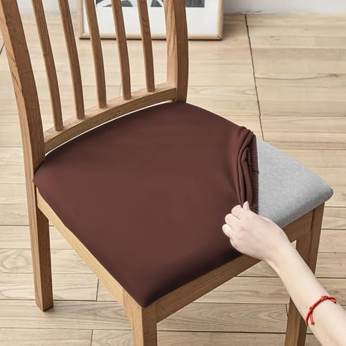 Elastic Chair Seat Covers Stretch Chair Covers (Brown)