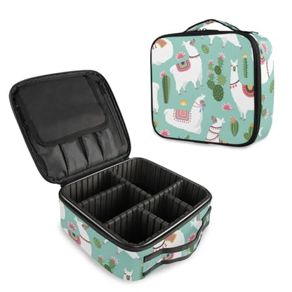 Cosmetic Storage Case with Adjustable Compartment (Lama Green)