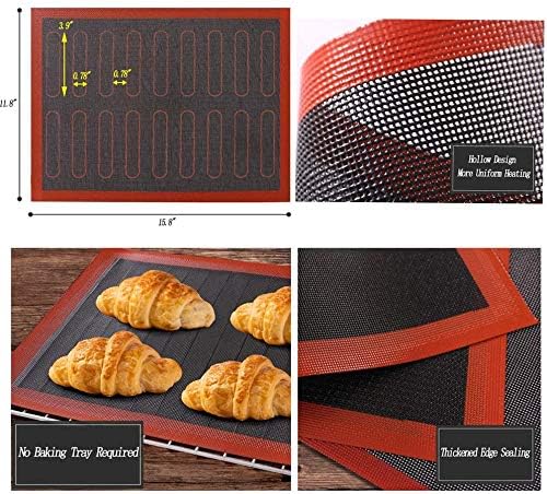 Silicone Baking Mat Non-Stick, Set of 2 Half Sheet Heat Resistant ((15.7" x 11.8" Black))