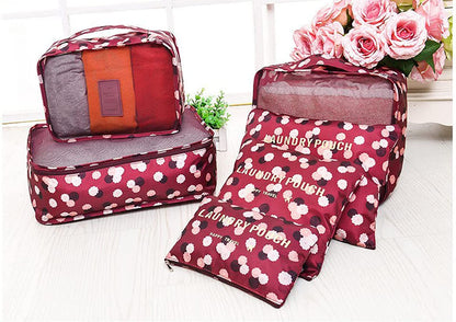 Travel Storage Printed Clothes Packing Cubes Bags (6 Pouch + 1 Underwear Bag)