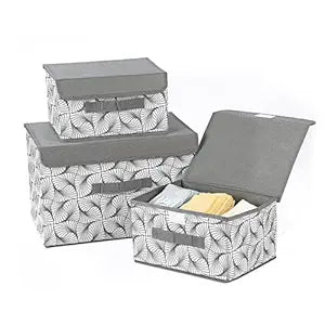 3 Pack Foldable Storage Bin with Lid and Handle