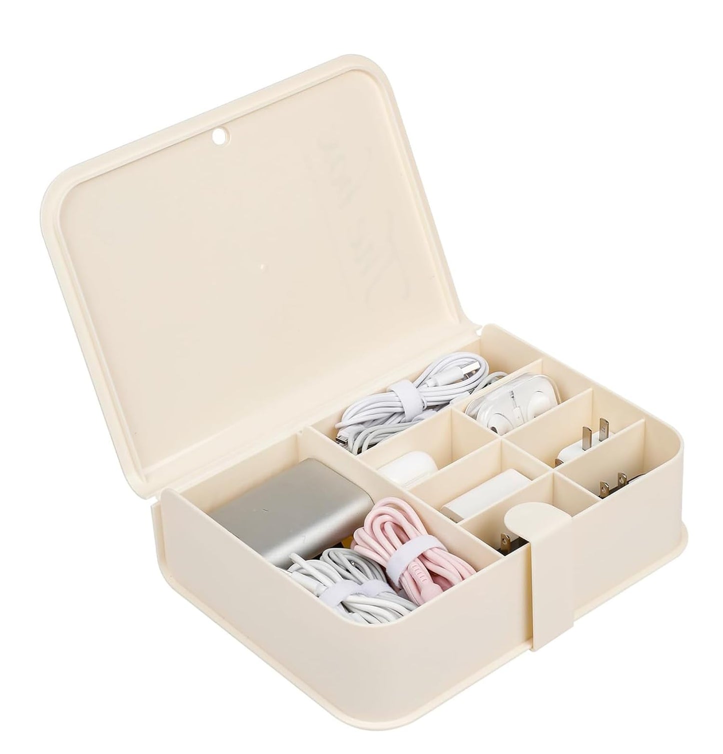 Organizer Boxes with Lid and 8 Compartment Accessories Storage Box (Beige)