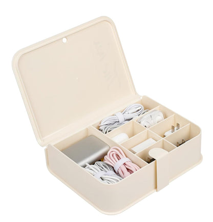 Organizer Boxes with Lid and 8 Compartment Accessories Storage Box (Beige)