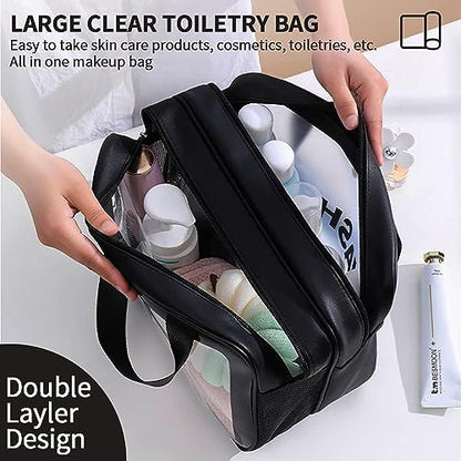 Cosmetics Bags, Translucent Waterproof and Draining Travel Accessories Bag (Black)