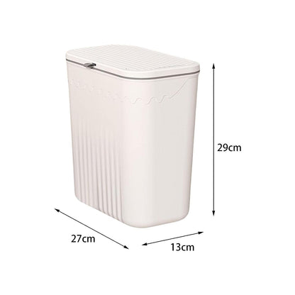 Plastic Hanging Kitchen Trash Can With Lid (9 Litre Grey)