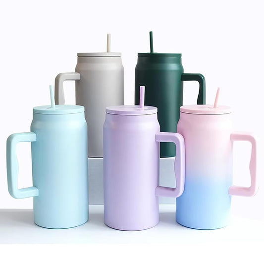 1500ML Mug Tumbler with Handle and Straw Lid