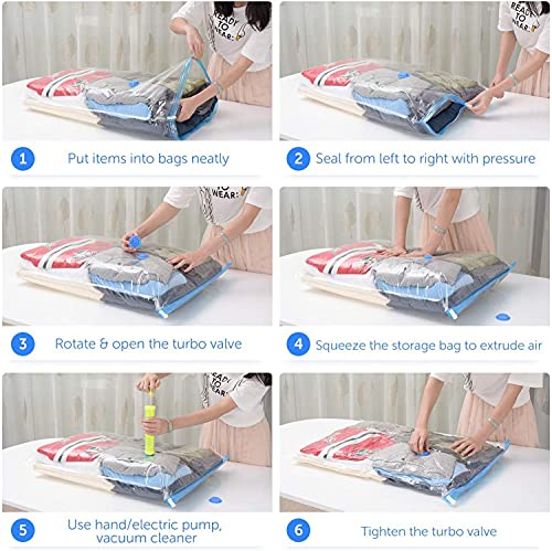 Vacuum Storage Reusable Ziplock Bags with Hand Pump for Travel (PACK OF 10)