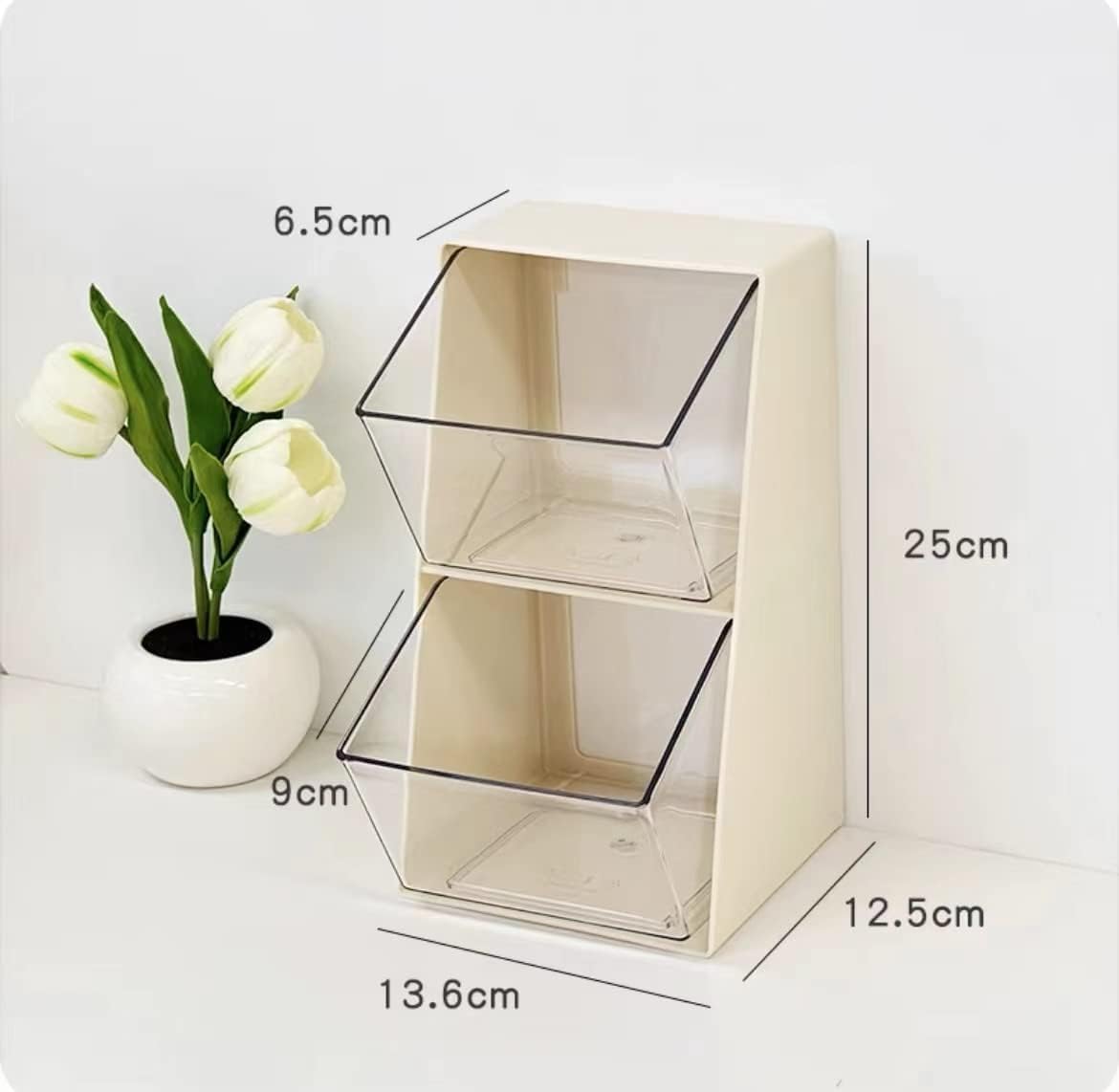 Detachable Storage Containers Box with 2 Compartments Drawers