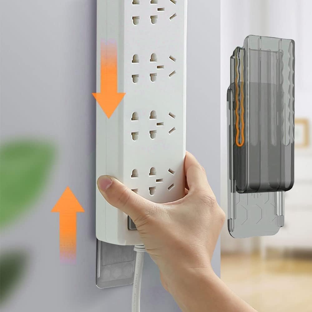 Adhesive Punch-Free Socket Holder - Wall Mount Power Strip Holder (White)