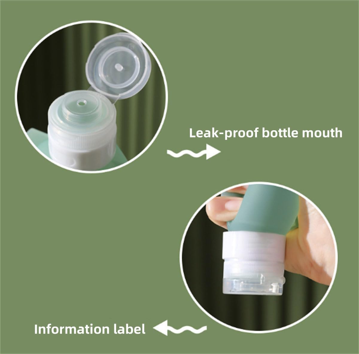 Portable Travel Bottles, 60ML Leakproof Silicone Travel Bottles Set of 3