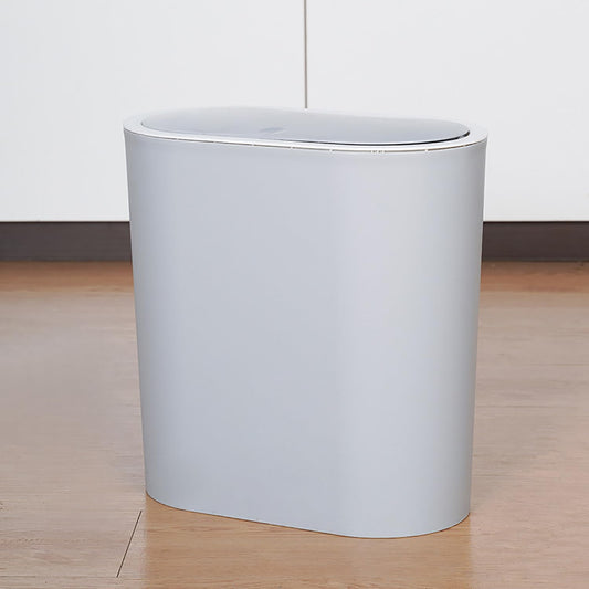 Slim Trash Can with Press Top Lid, 10 Liter Plastic Wastebasket