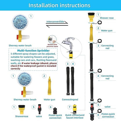 Auto Rotating Retractable Car Wash Brush, (Yellow)