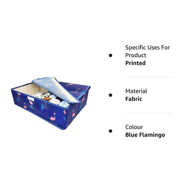 Innerwear Organizer 15+1 Compartment Non-Smell Non Woven Foldable Fabric Storage Box for Closet - Blue Flamingo