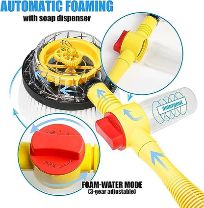 Auto Rotating Retractable Car Wash Brush, (Yellow)