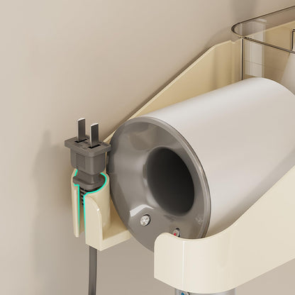 2-in-1 Wall-Mounted Hair Dryer Holder (Cream)