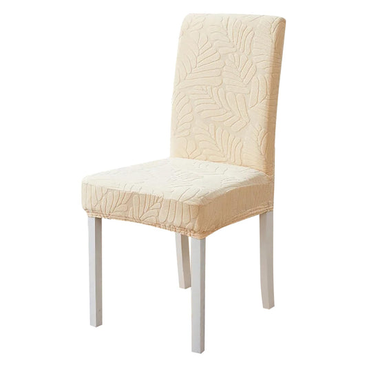 Jacquard Leaf Chair Cover-Beige