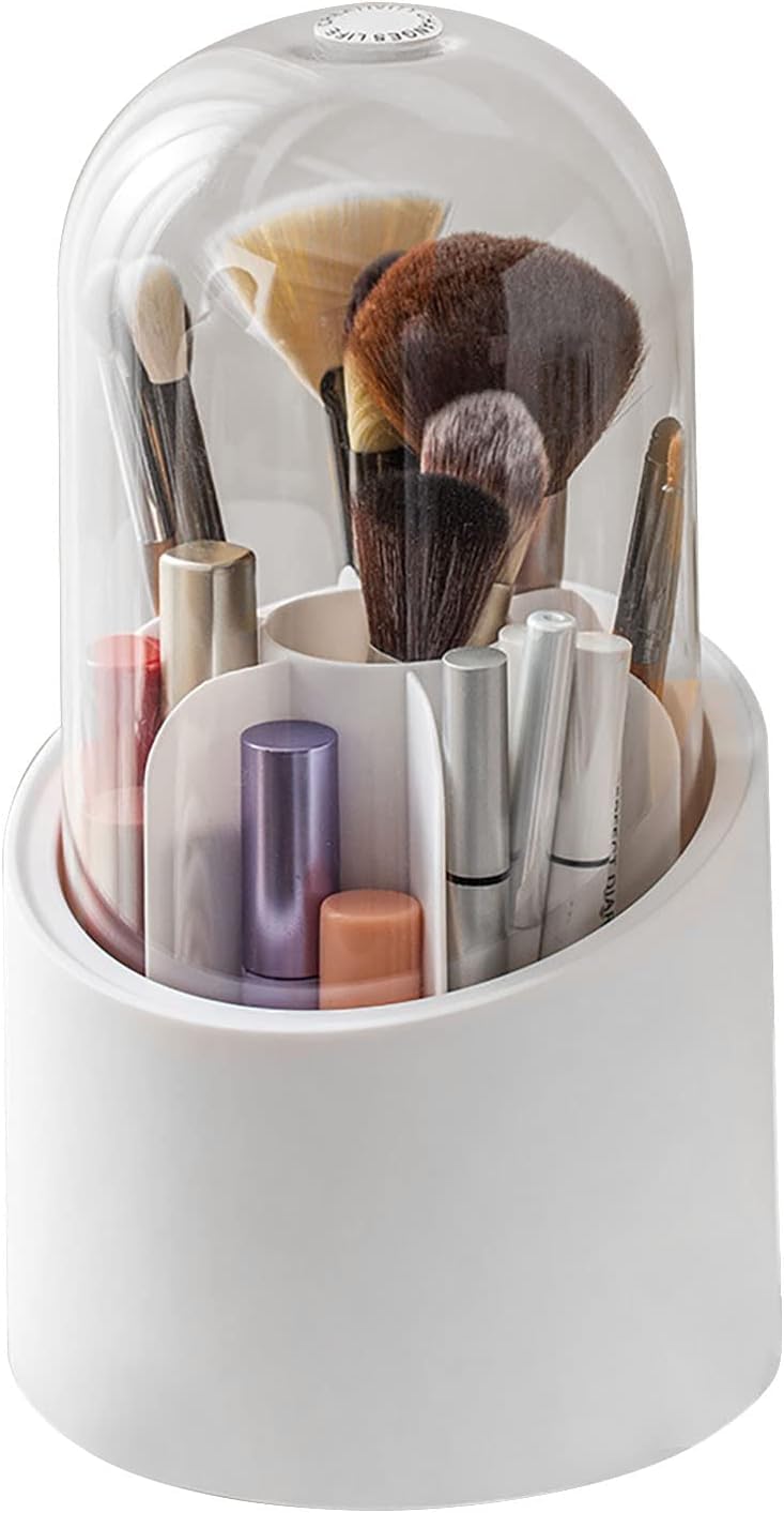 360 Rotating Cosmetics Make up Brush Organizer-White