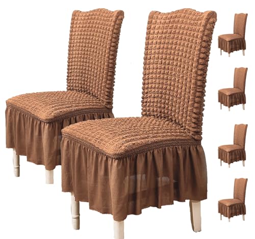 Turkish Bubble Frill Chair Cover (Light Brown)