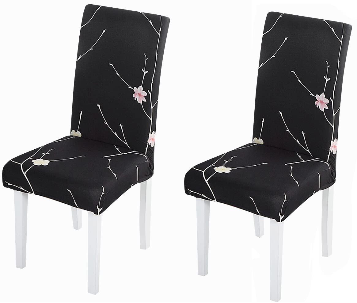 Printed Chair Cover-Branch Black Flower