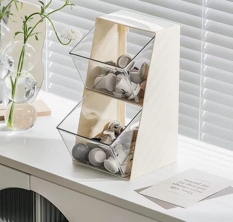 Detachable Storage Containers Box with 2 Compartments Drawers