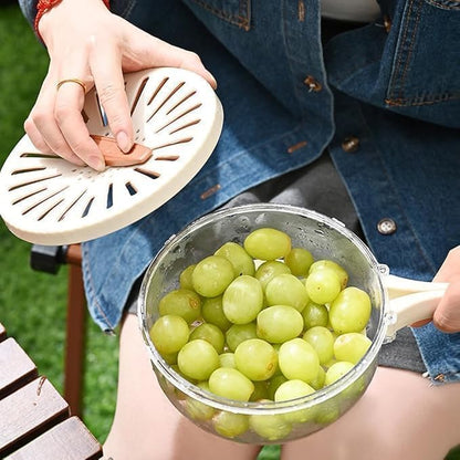 Multifunctional Draining Bowl with Foldable Handles (White)