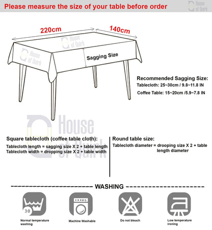 Dining Table Cover Waterproof kitchen dining (1 Piece Table Cover Only 140x220cm)