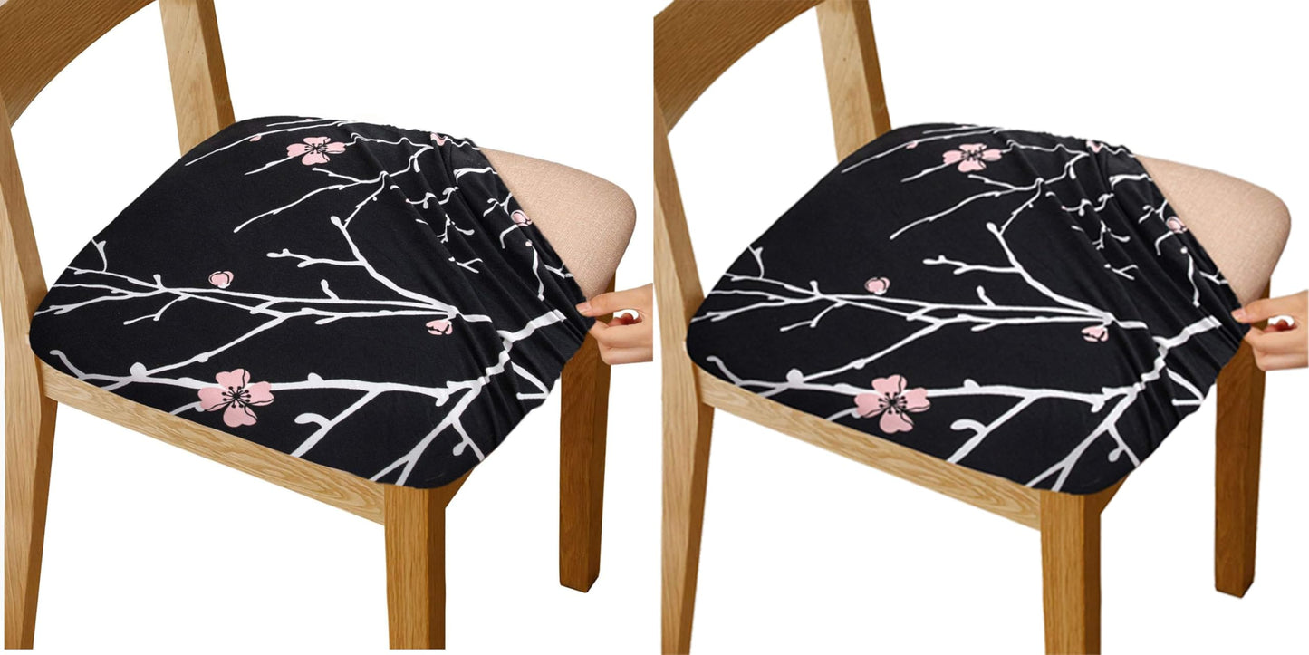 Chair Seat Covers Stretch Chair Covers (Branch Black)