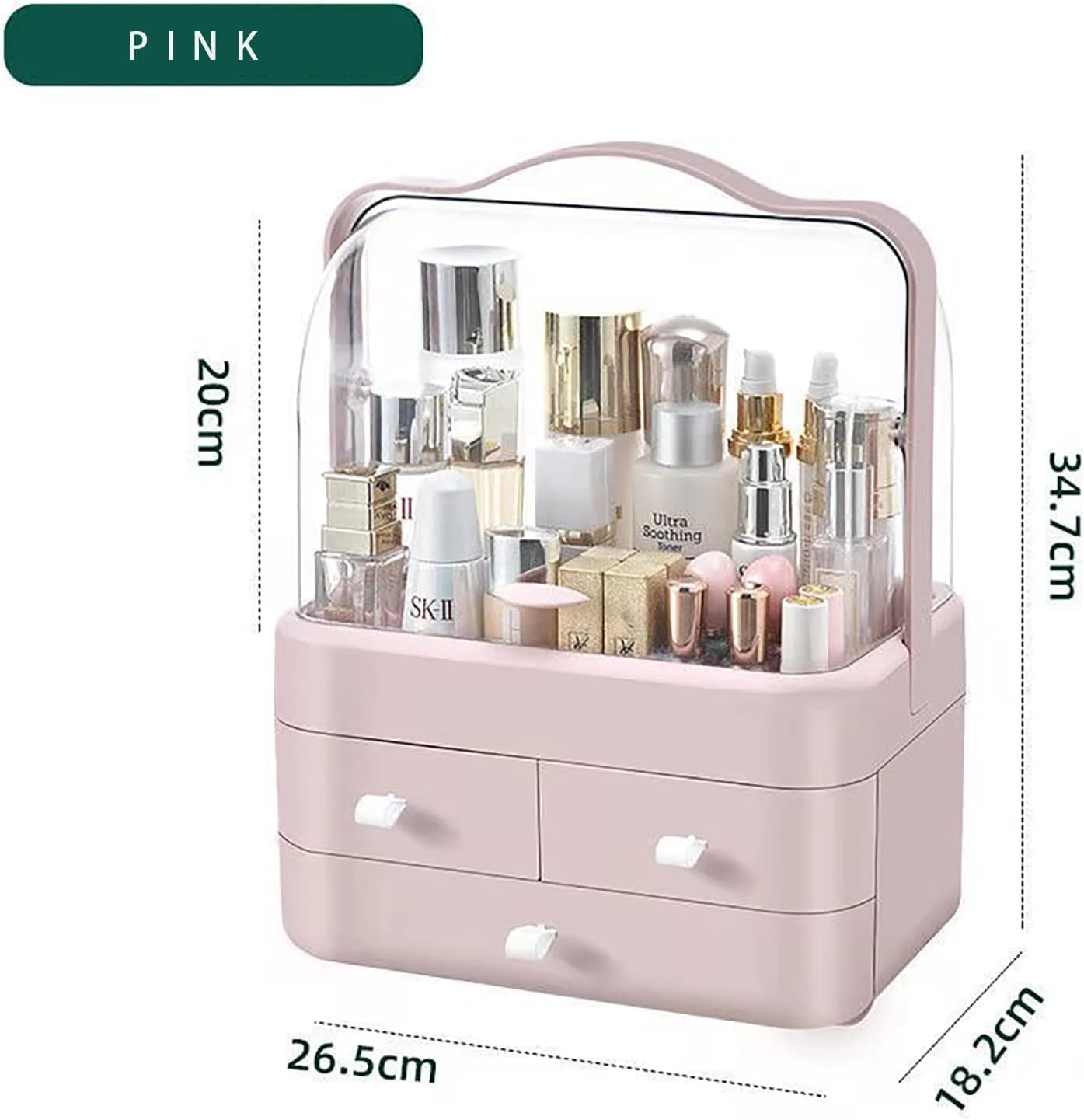 Luxury Multi-function Cosmetic Storage Box Large-Capacity (Pink)