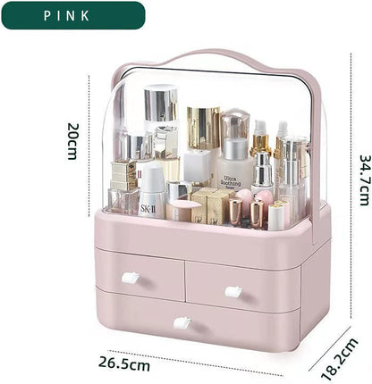 Luxury Multi-function Cosmetic Storage Box Large-Capacity (Pink)