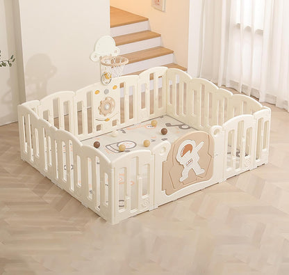 Baby Playpen Play Yard for Babies 27 Square Feet (14 Panel, Astronaut)