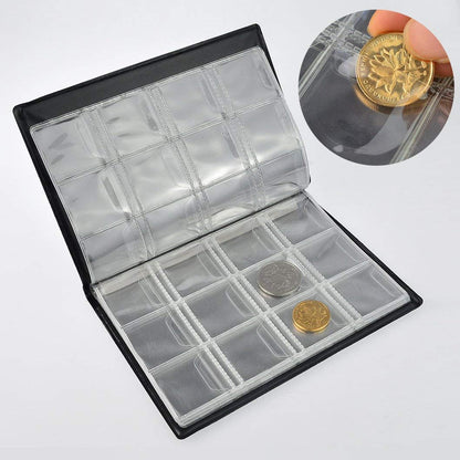 120 Pockets Coin Holder Collection Coin Storage, Money Penny Pocket - Black