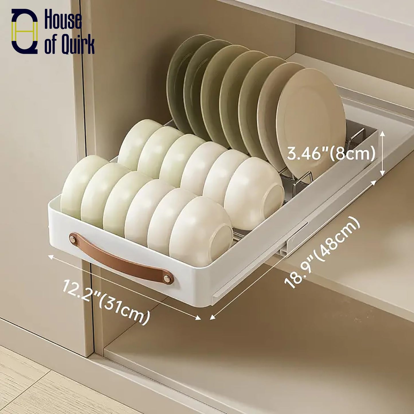 Pull Out Cabinet Organizer Drawer 12 Bowl with 7 Plate Dish Rack