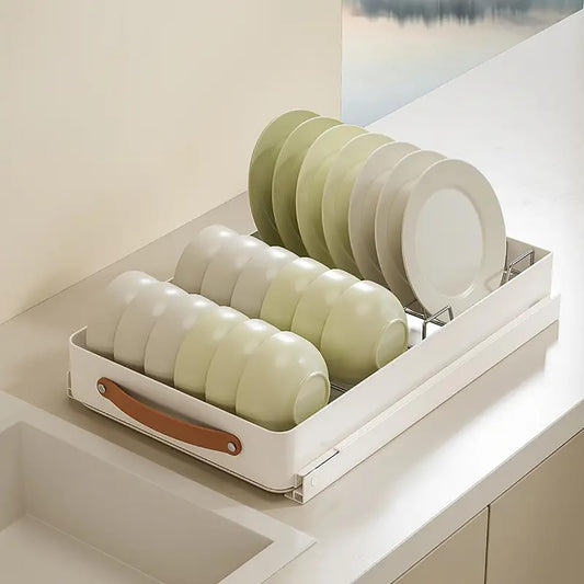 Pull Out Cabinet Organizer Drawer 12 Bowl with 7 Plate Dish Rack