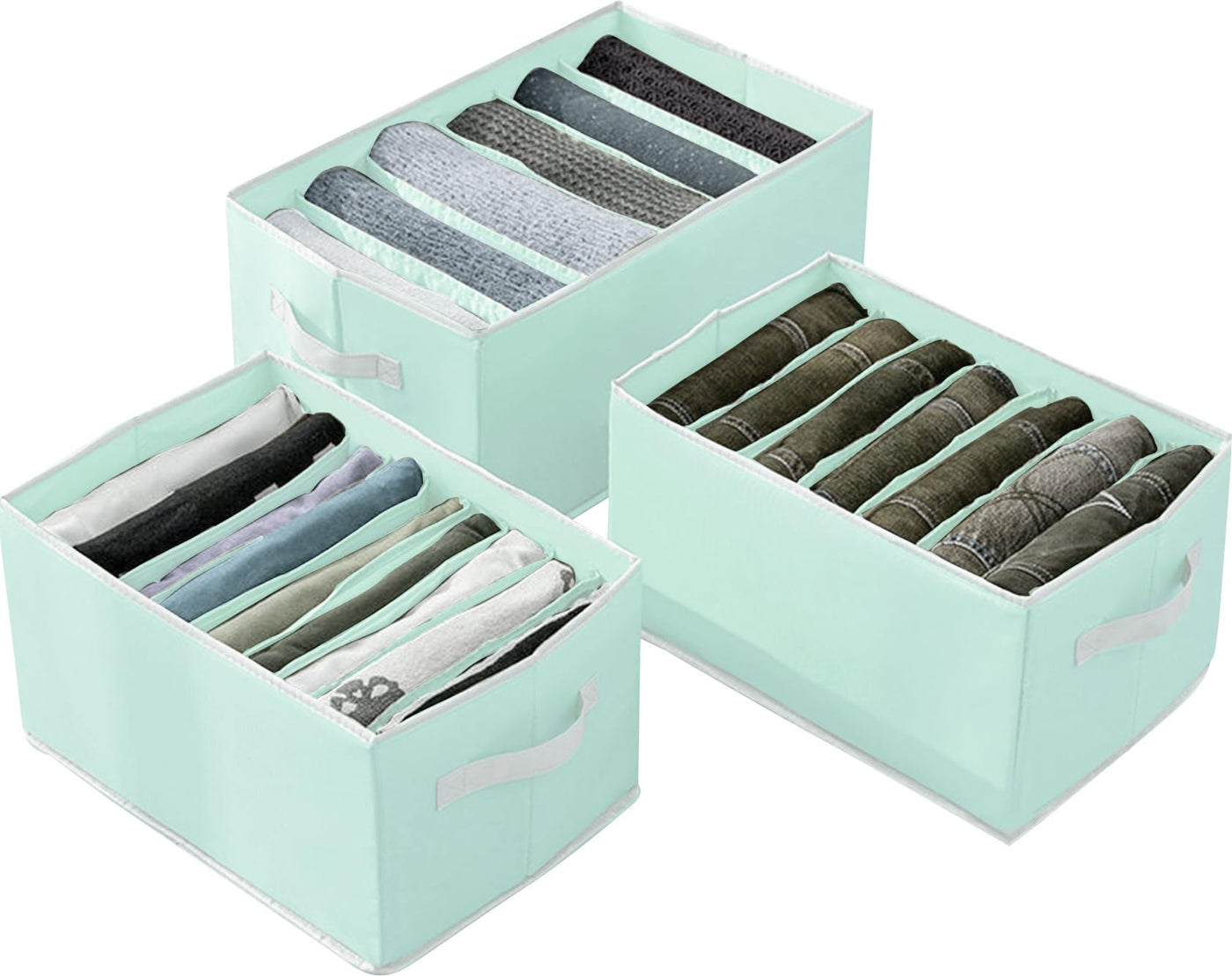 Wardrobe Clothes Organizer Closet Drawer Organizers Set of 3 (6+7+9 Grids)