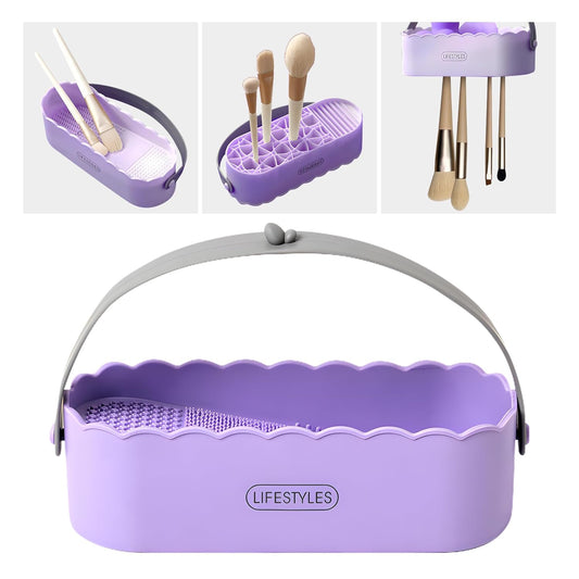 Makeup Brush Cleaning Tool with Drying Holder Mat